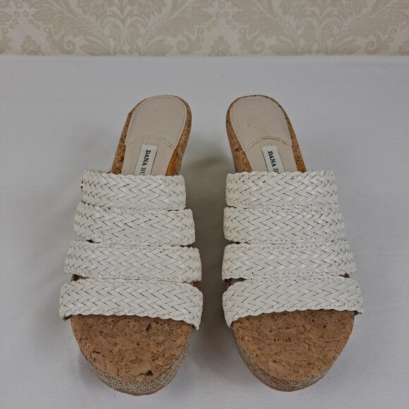 Dana Buchman Size 6M Billy Sandals White Woven Straps Cork Lined Insole NWOT - Picture 8 of 15